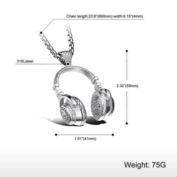 Headphone Pandant Necklace - Picture 3 of 4